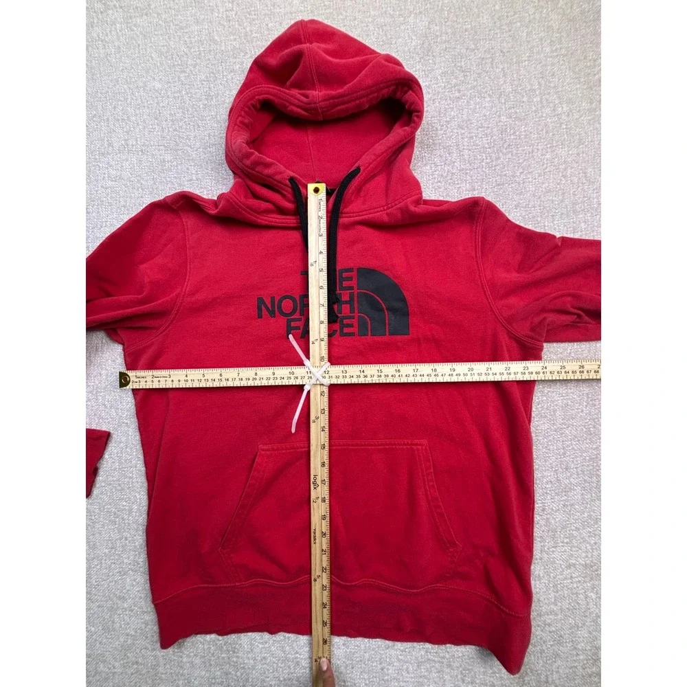 The North Face Mens Half Dome Pullover Hoodie Red Black Logo Size Large 3201